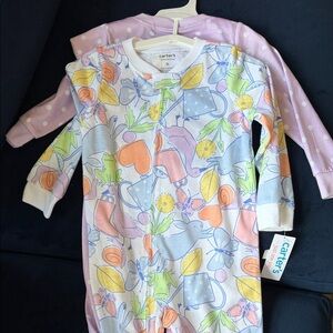 Carter's Pastel Floral and Leaf Print Footie